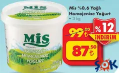 MİS %0,6 YAĞLI HOMOJENİZE YOĞURT 3 KG
